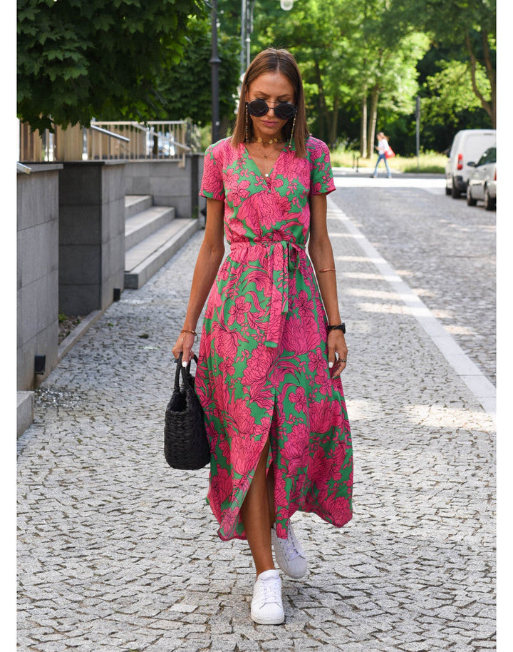 Boho Maxi Dress for Wedding Guests in Pink
