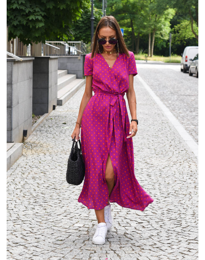 Boho Maxi Dress for Wedding Guests in Rote Punkte 1