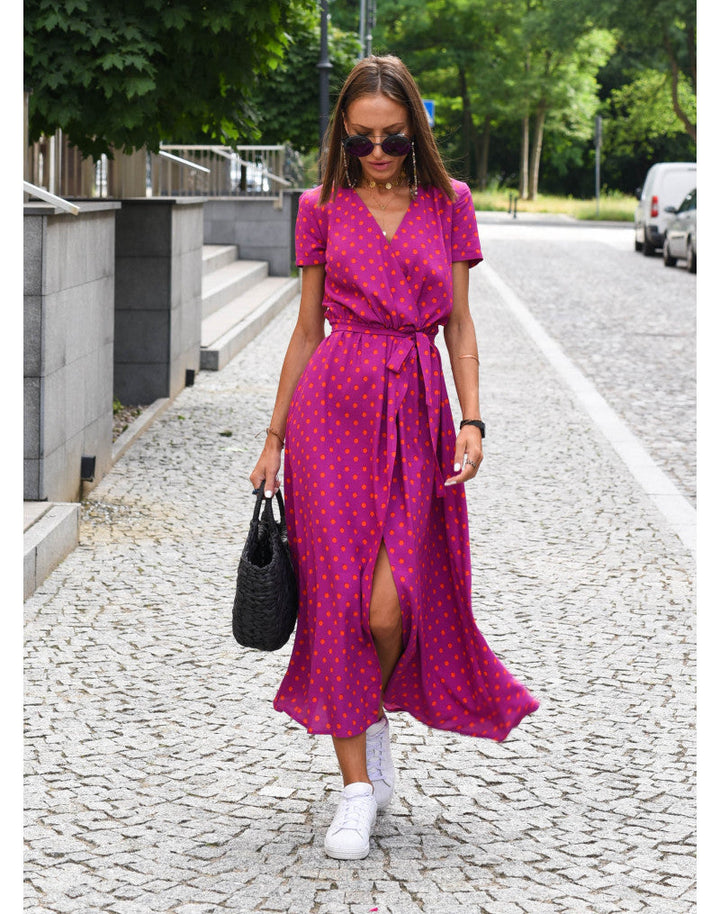 Boho Maxi Dress for Wedding Guests in Rote Punkte 1