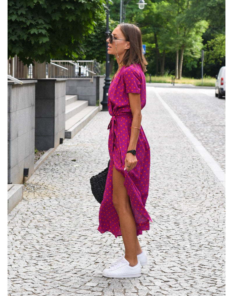 Boho Maxi Dress for Wedding Guests in Rote Punkte 3