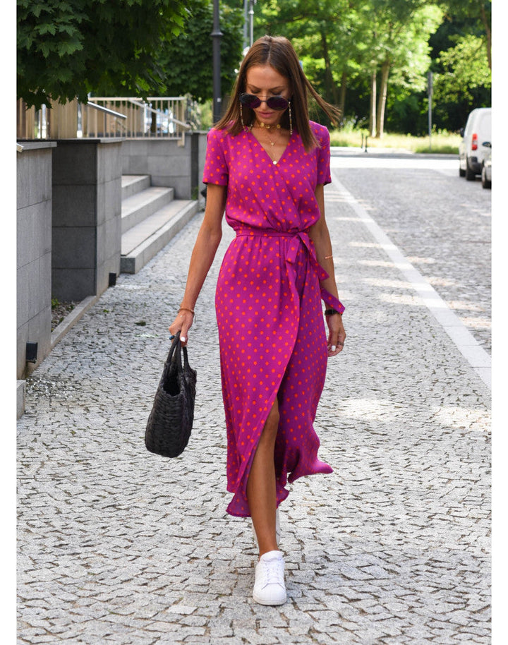Boho Maxi Dress for Wedding Guests in Rote Punkte 6