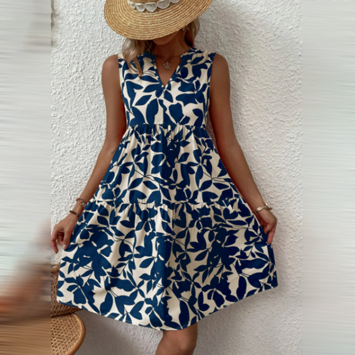 Boho Midi Dress for Wedding Guests in Dark Blue