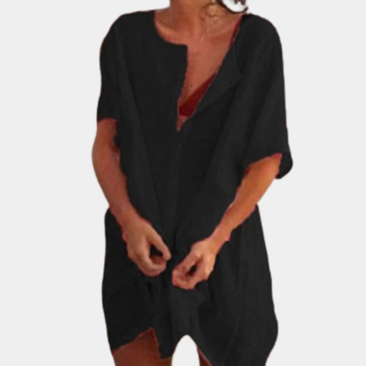 Boho Mini Dress for Wedding Guests in Black