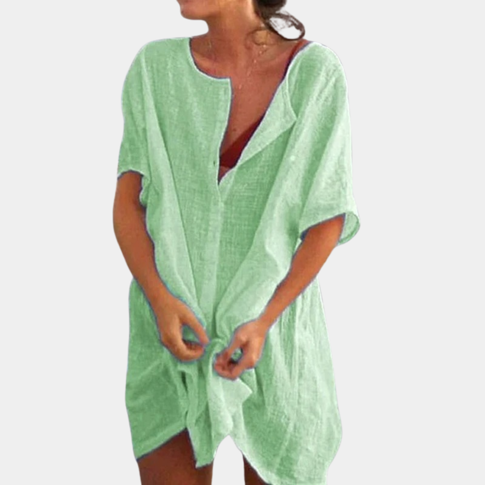 Boho Mini Dress for Wedding Guests in Green 1