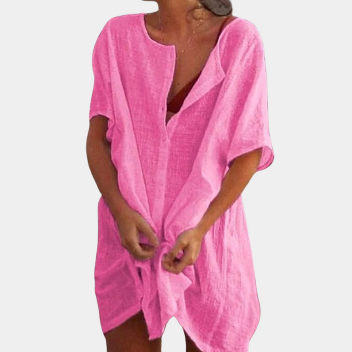 Boho Mini Dress for Wedding Guests in Pink 1