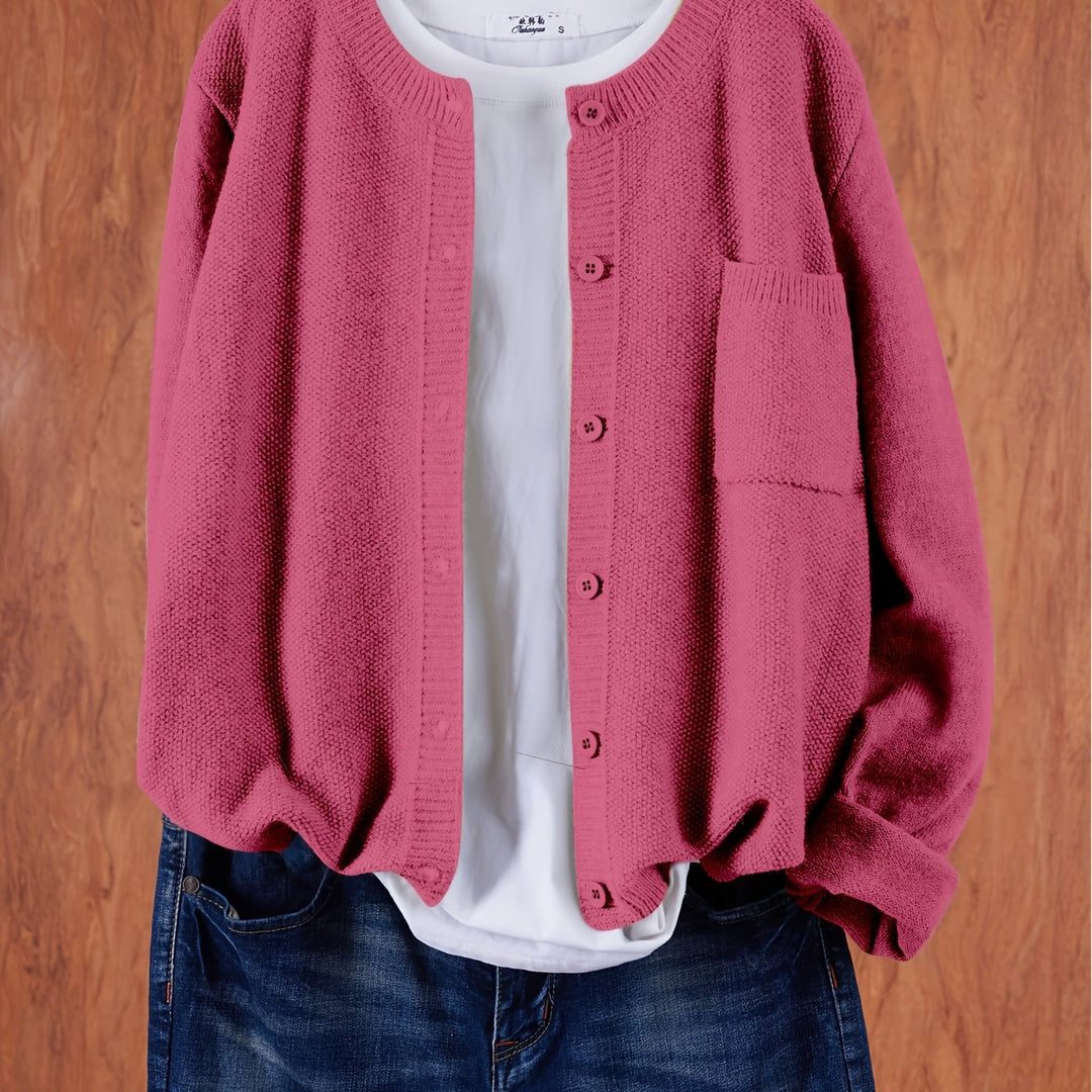 Cozy Knit Cardigan in Dark Pink