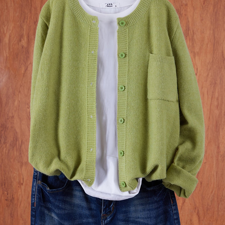 Cozy Knit Cardigan in Greenish Yellow