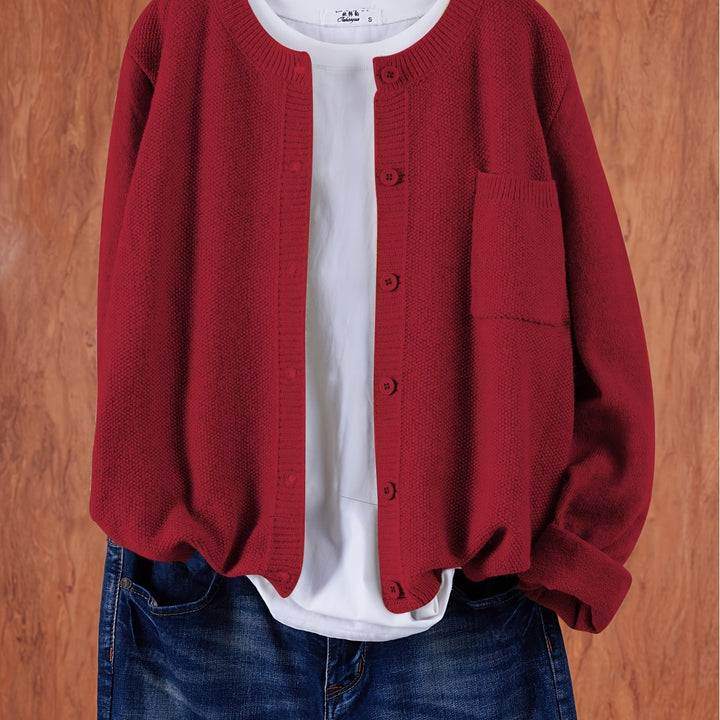 Cozy Knit Cardigan in Red