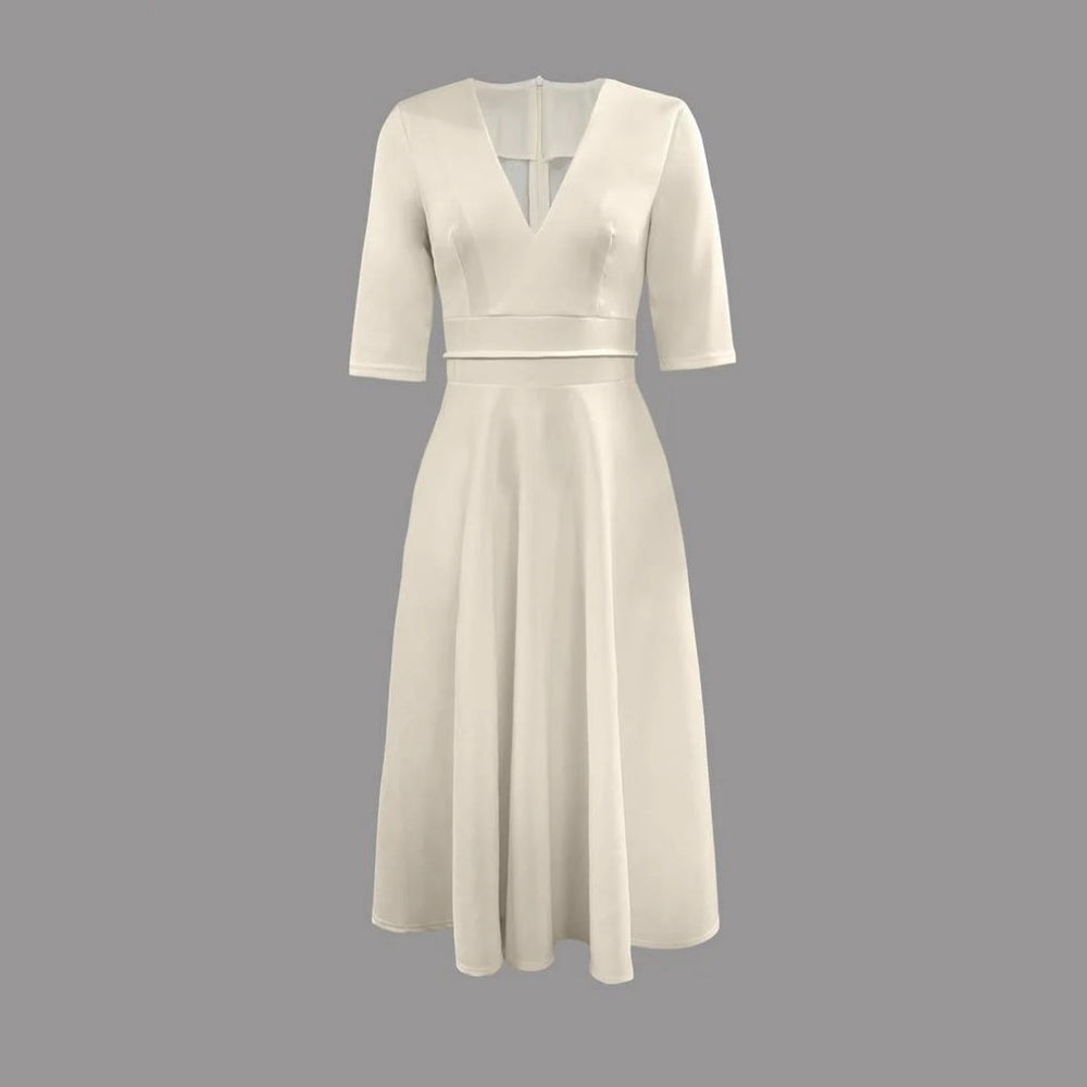 Damen Hochzeitsgast Elegantes Ausgestelltes Midikleid (2)