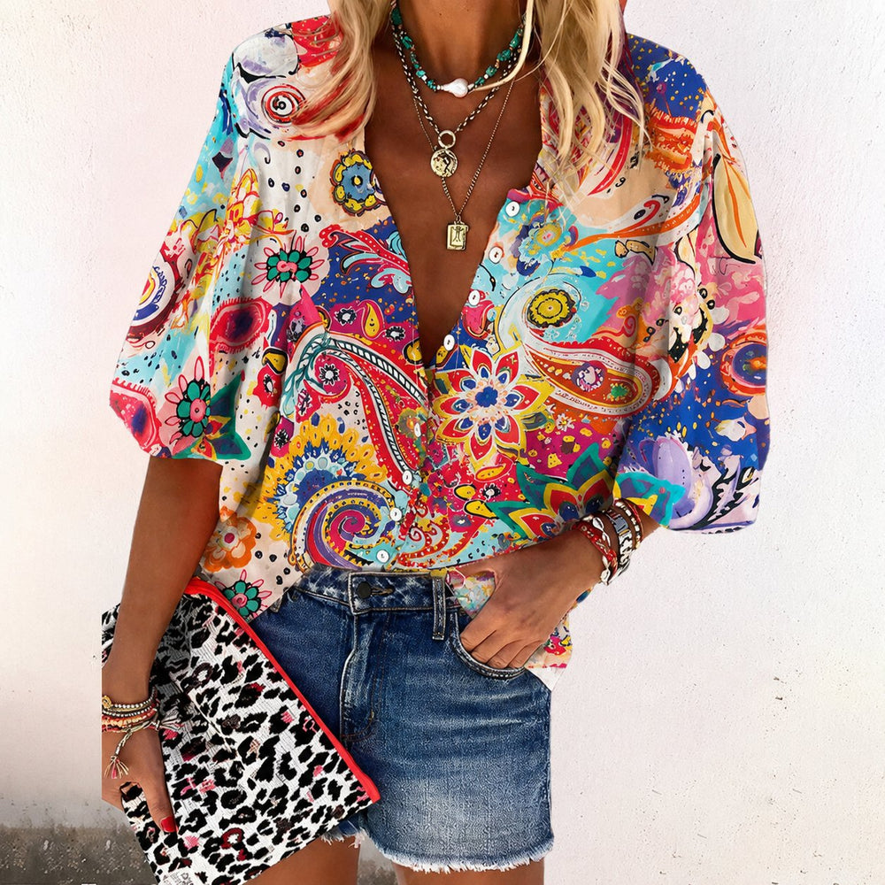 Effortless Boho Long Sleeve Blouse in Pink