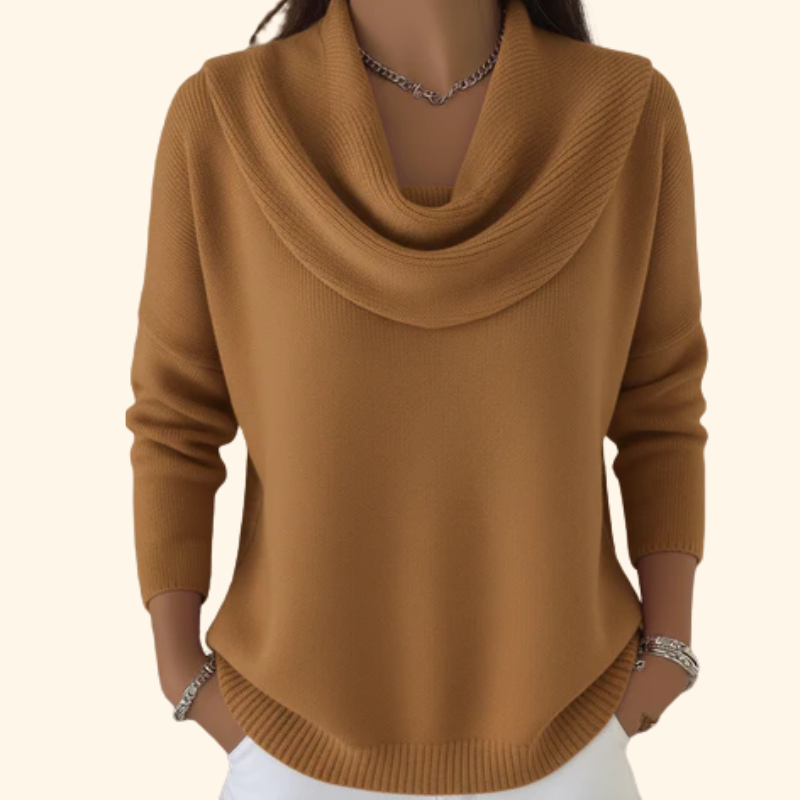 Effortless Draped Pullover in Brown