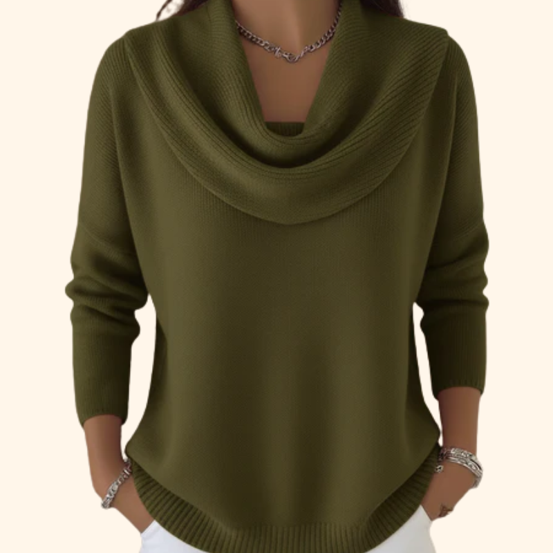 Effortless Draped Pullover in Green