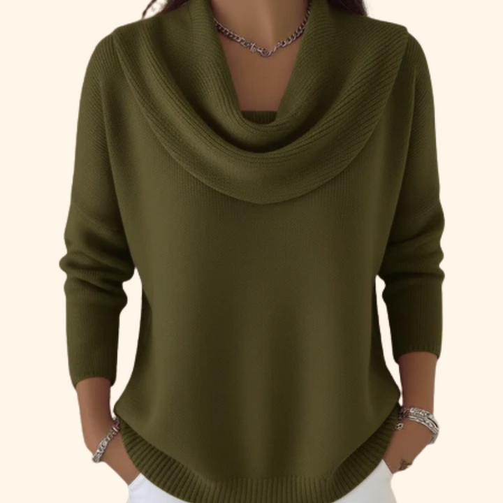 Effortless Draped Pullover in Green