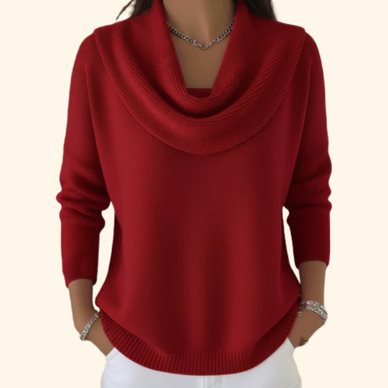 Effortless Draped Pullover in Red