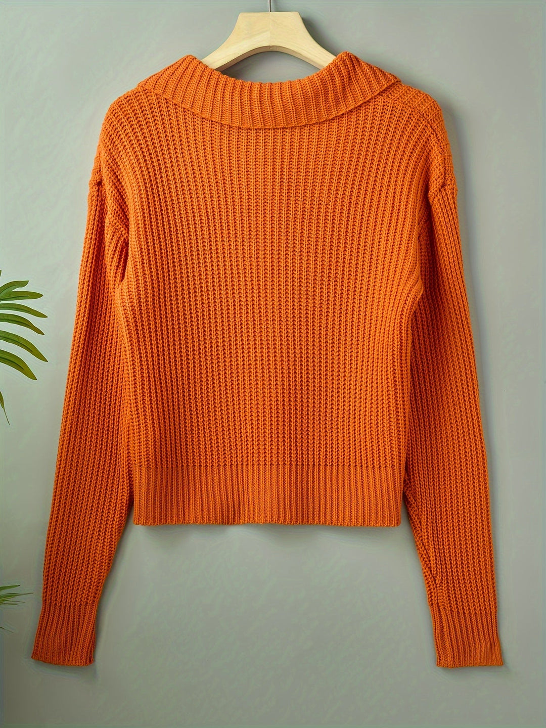 Effortless Ribbed Cardigan in Orange-Red