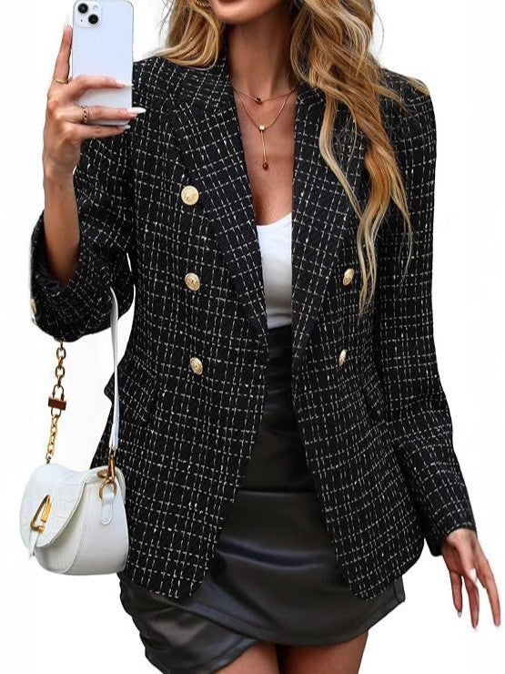 Elegant Double-Breasted Blazer for Women in Black