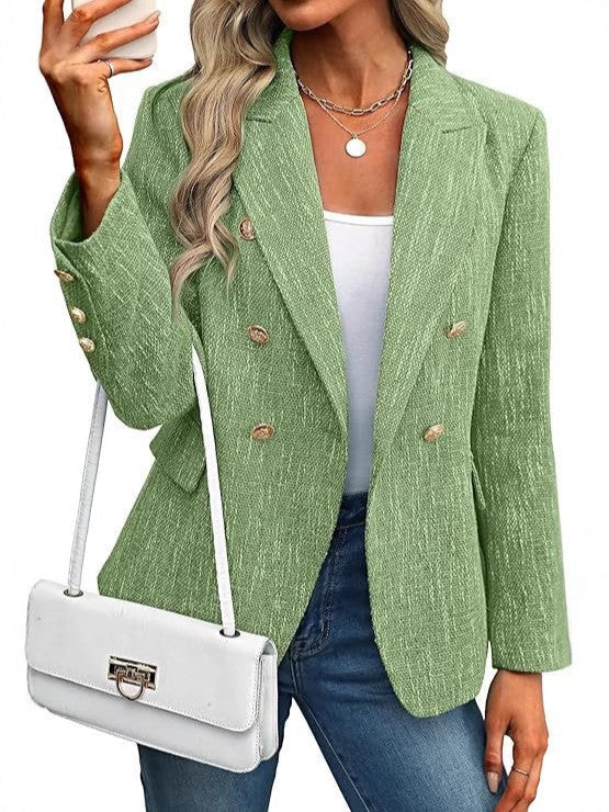 Elegant Double-Breasted Blazer for Women in Lawn green