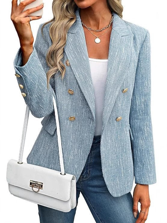 Elegant Double-Breasted Blazer for Women in Light blue