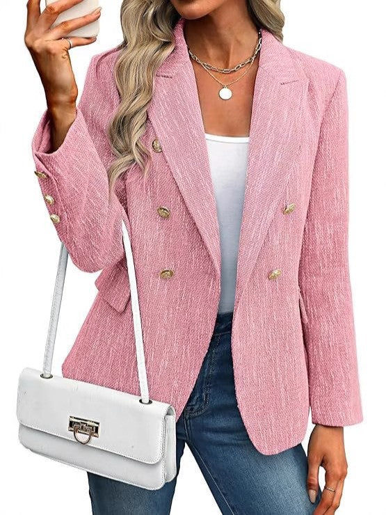 Elegant Double-Breasted Blazer for Women in Light pink