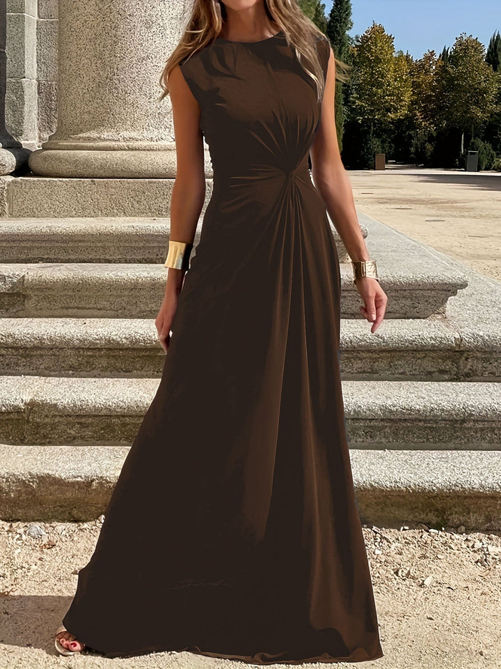 Women's Elegant Maxi Dress for Wedding Guests in Brown 1