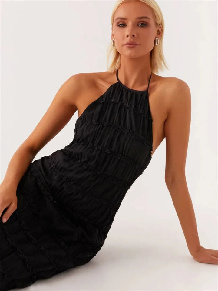 Elegant Halter Maxi Dress for Wedding Guest (4)