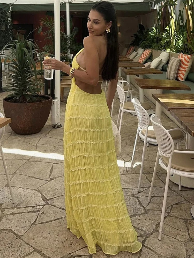 Elegant Halter Maxi Dress for Wedding Guest (8)