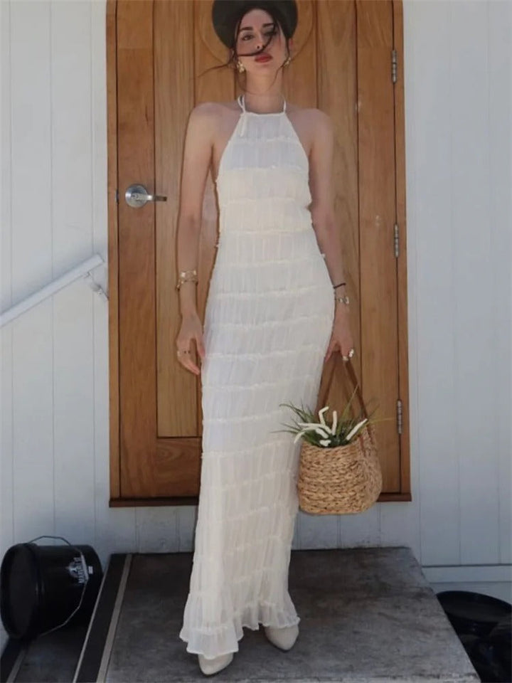 Elegant Halter Maxi Dress for Wedding Guest (9)