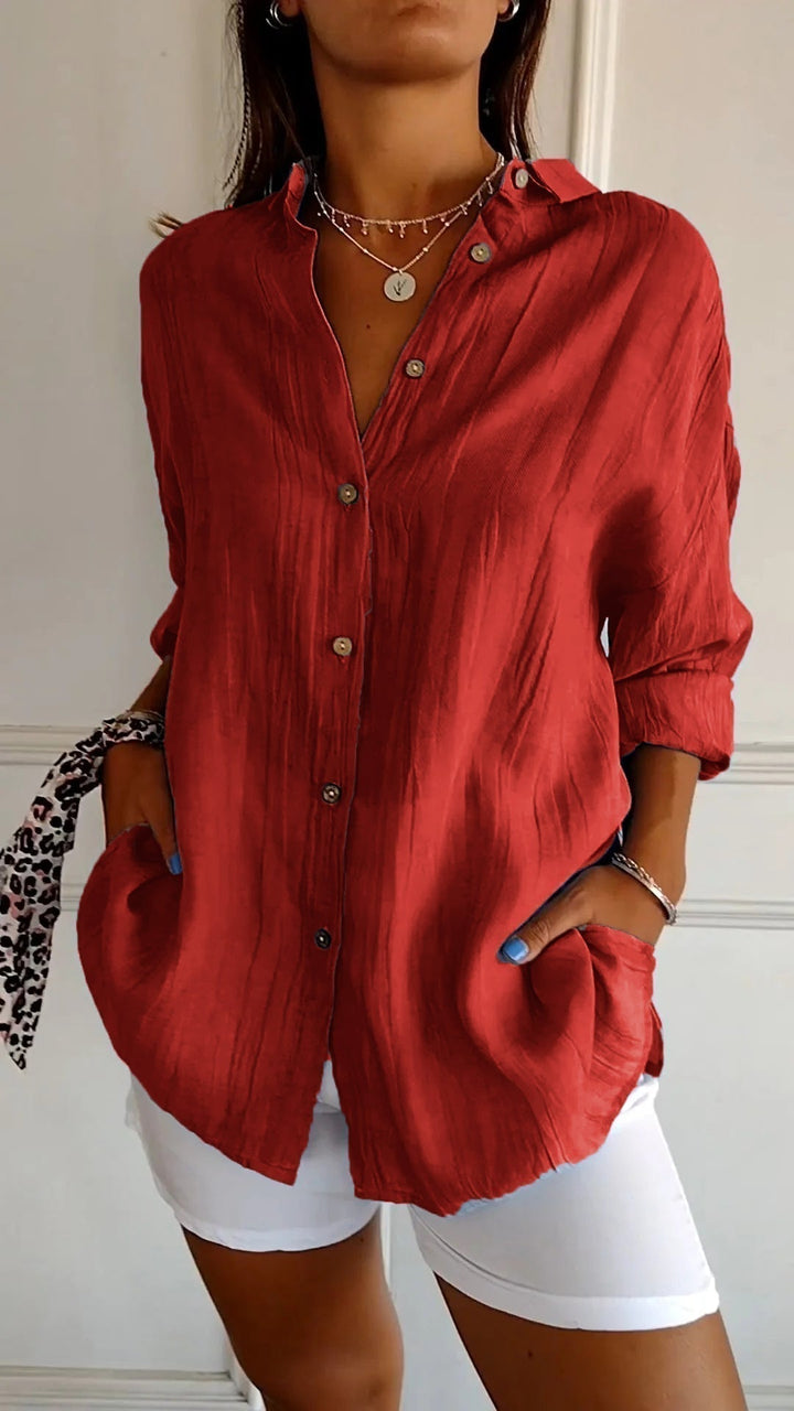 Elegant Longsleeve Blouse in Red
