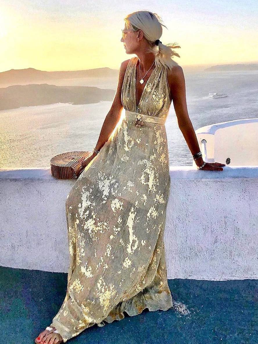Elegant maxi wedding guest dress for women (2)