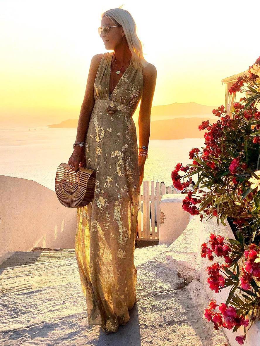 Elegant maxi wedding guest dress for women (4)