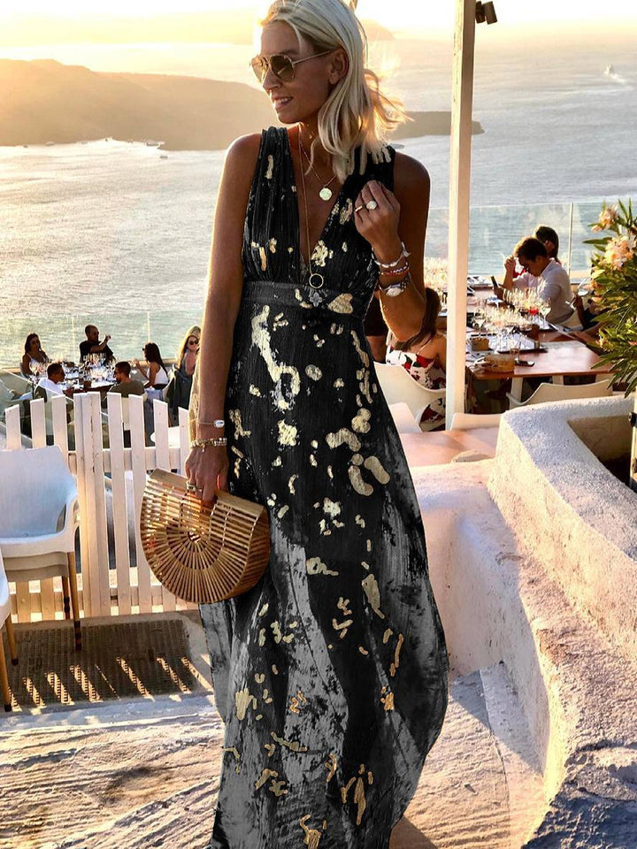 Elegant maxi wedding guest dress for women in Black