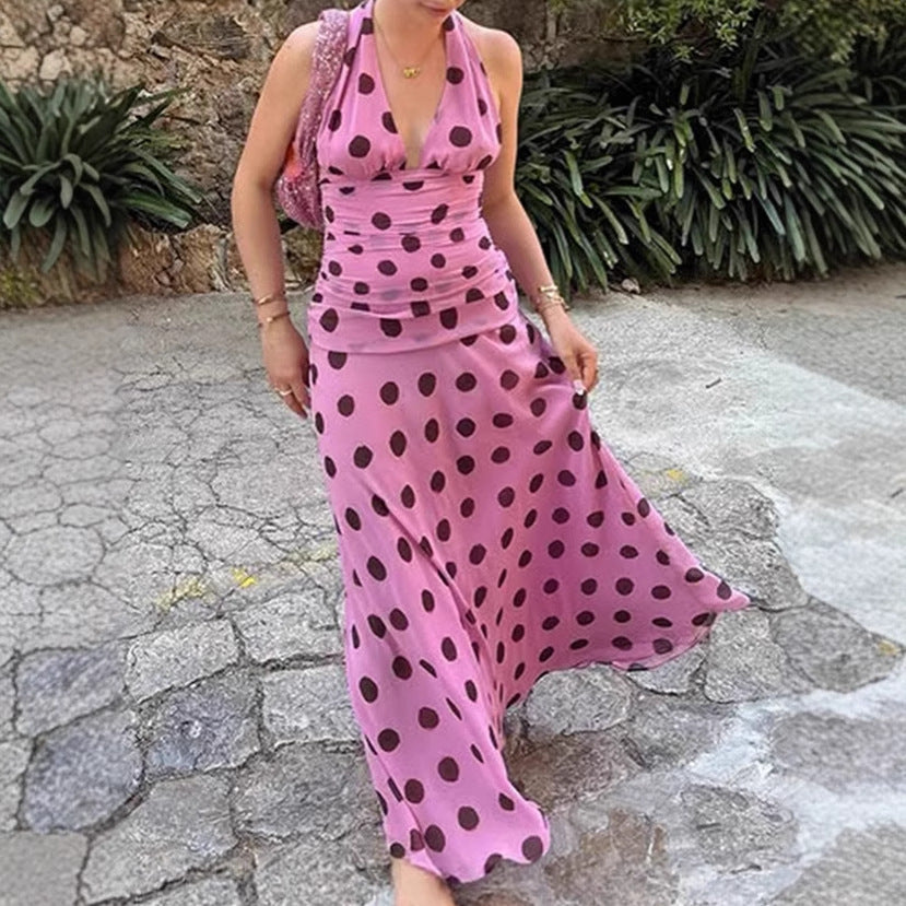 Elegant polka dot maxi dress for women