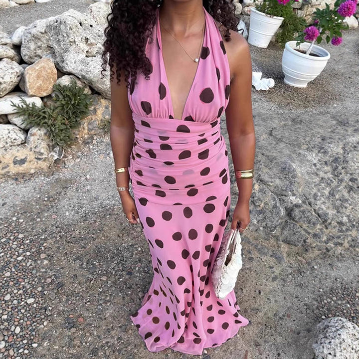 Elegant polka dot maxi dress for women (2)