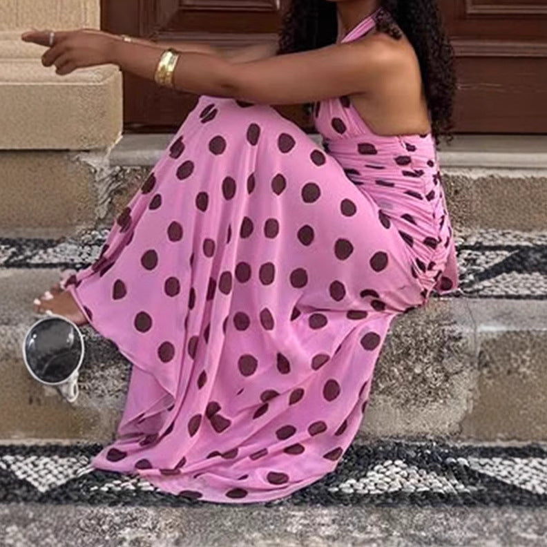 Elegant polka dot maxi dress for women (3)