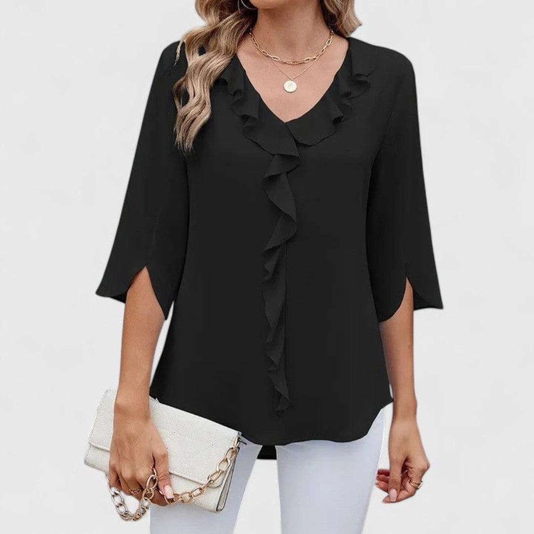 Elegant Ruffled Blouse in Black