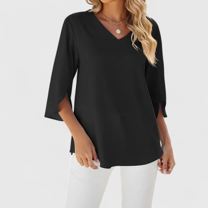 Elegant Ruffled Blouse in Classic Black