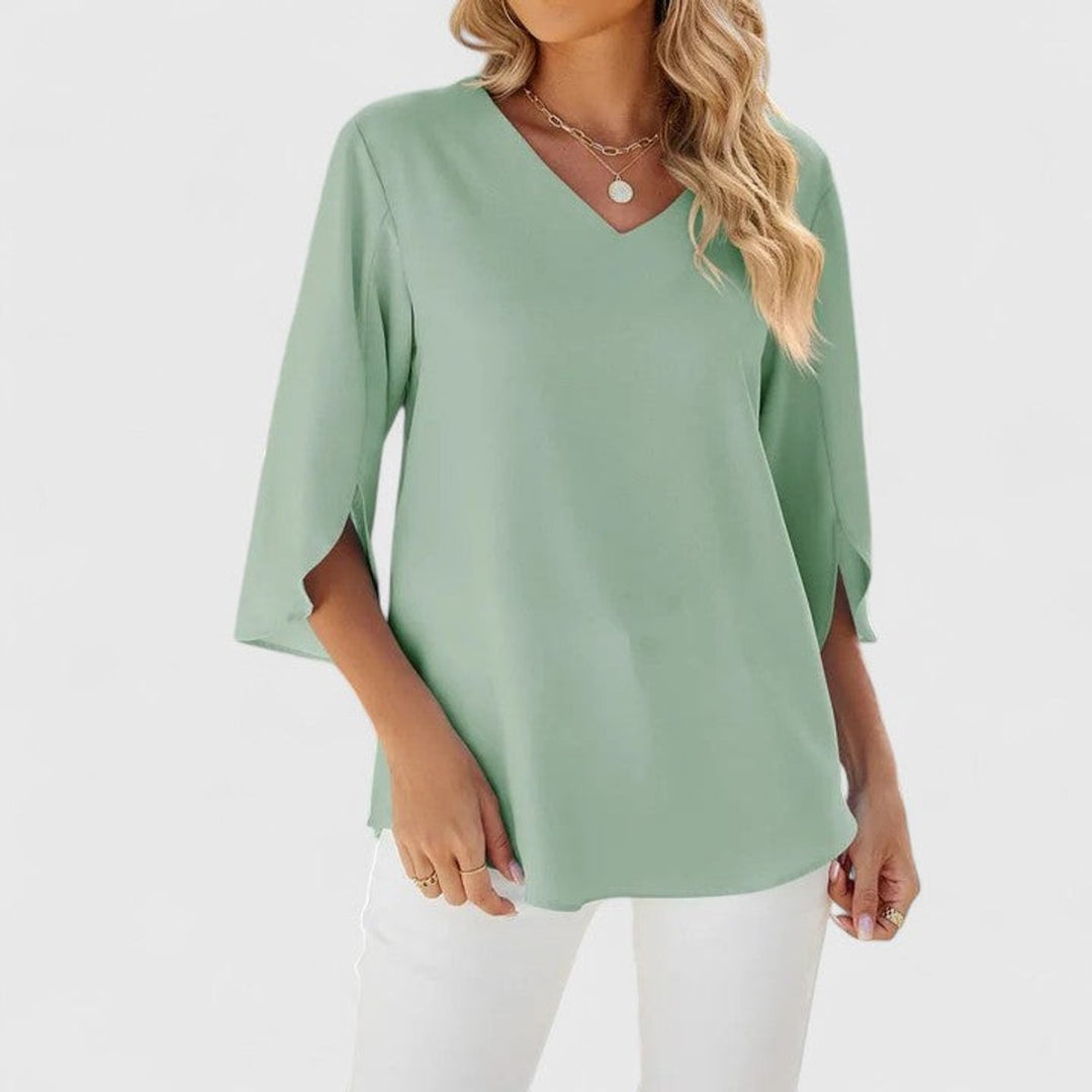 Elegant Ruffled Blouse in Classic Green