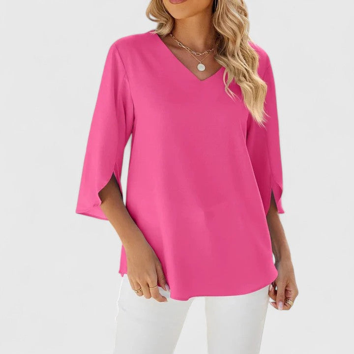 Elegant Ruffled Blouse in Classic Pink