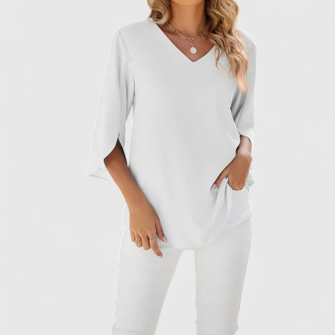 Elegant Ruffled Blouse in Classic White