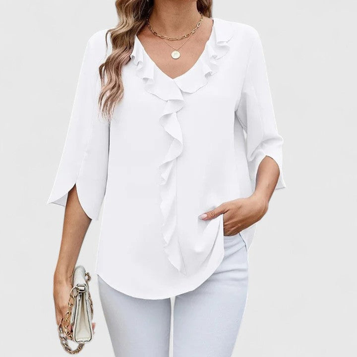 Elegant Ruffled Blouse in White