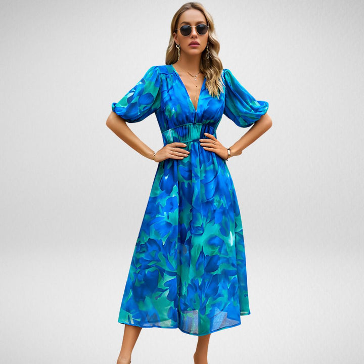 Elegant Spring Maxi Dress in Blue