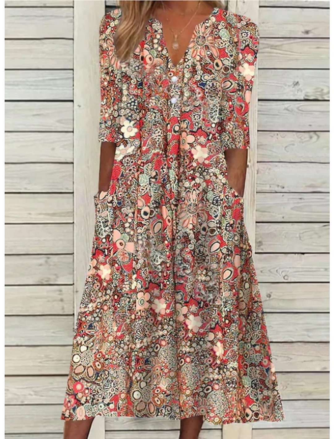 Elegant Summer Maxi Beach Dress in Red
