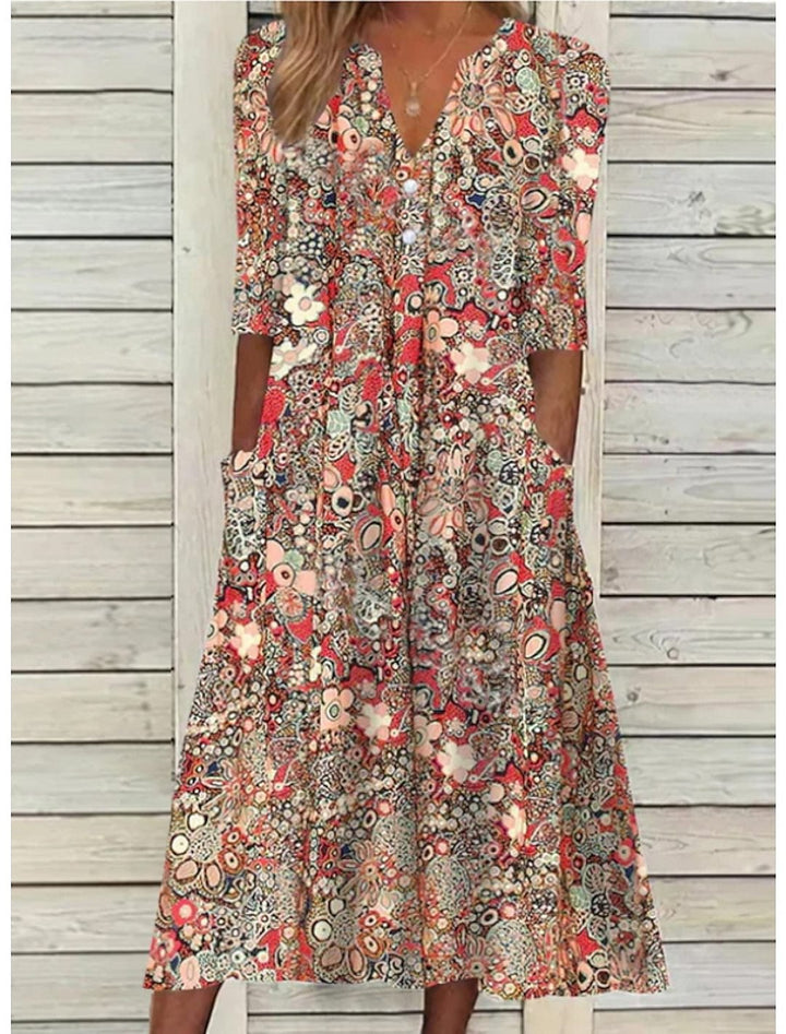 Elegant Summer Maxi Beach Dress in Red