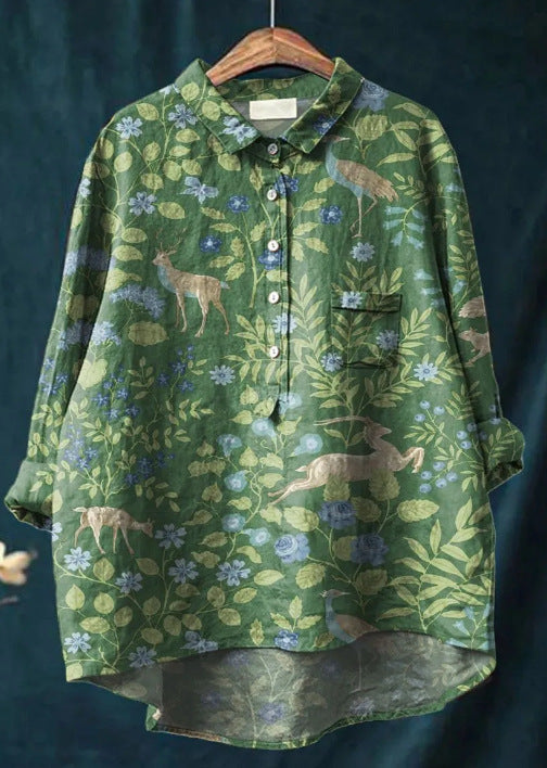 Elegant Vintage French Longsleeve Blouse in Drucken  10