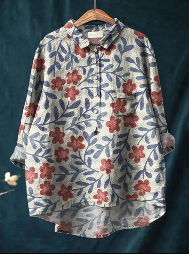 Elegant Vintage French Longsleeve Blouse in Drucken  2