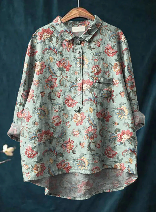 Elegant Vintage French Longsleeve Blouse in Drucken  5