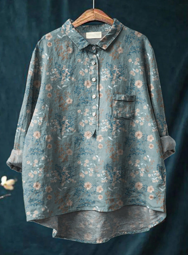 Elegant Vintage French Longsleeve Blouse in Drucken  6