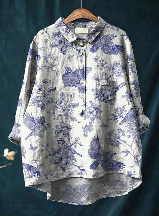 Elegant Vintage French Longsleeve Blouse in Drucken  8