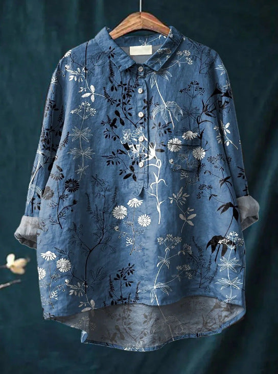Elegant Vintage French Longsleeve Blouse in Drucken  9