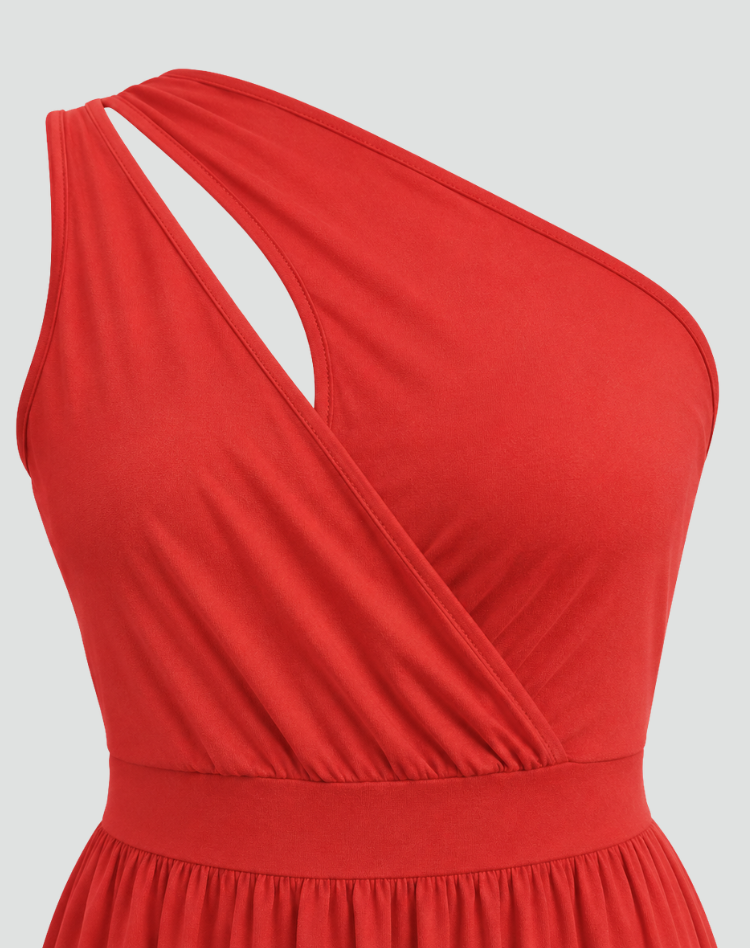 Elegant Women's Maxi Cocktail Dress with One-Shoulder (9)
